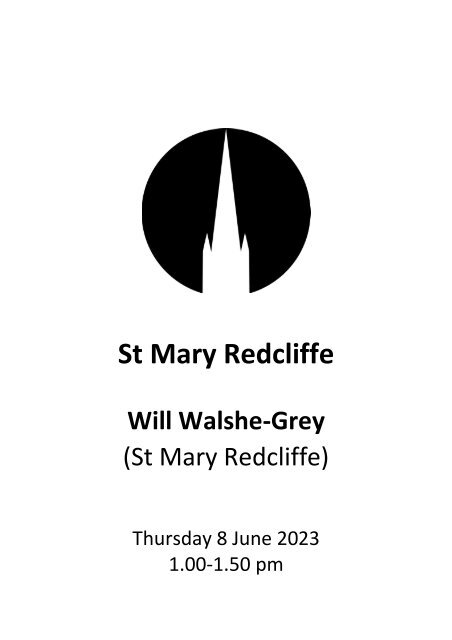 Lunchtime at Redcliffe Programme - Will Walshe-Grey 