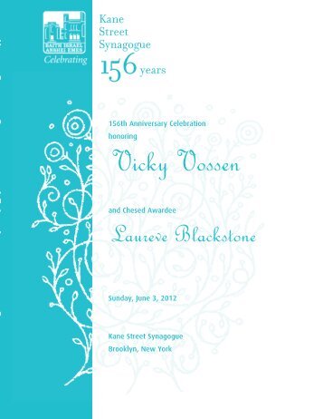 We honor Vicky Vossen - Kane Street Synagogue