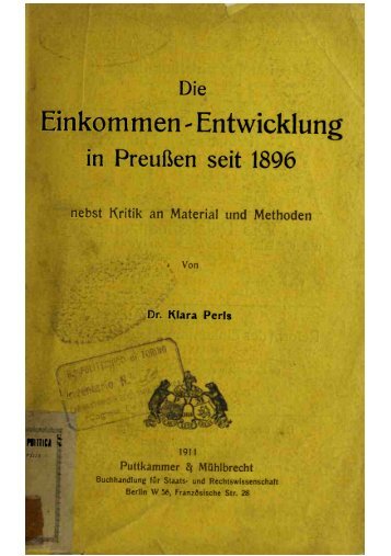 II. Die Geideinkomnienljewegiing in den Jahren 1896—1906.