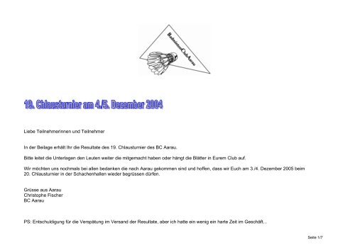 Chlausturnier - Badminton Club Obersiggenthal