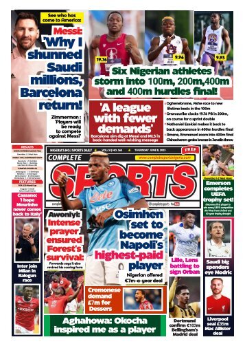 COMPLETE SPORTS - THURSDAY, JUNE 8, 2023