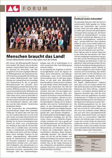 Menschen braucht das Land! - Arnold-Gymnasium Neustadt bei Coburg