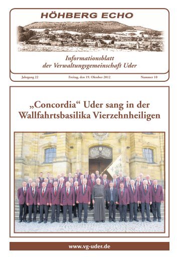 „Concordia“ Uder sang in der Wallfahrtsbasilika Vierzehnheiligen