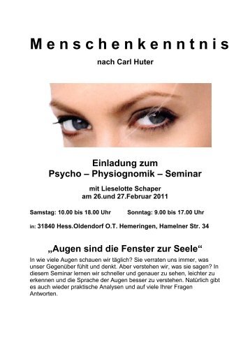 Physiognomik – Seminar mit Lieselotte Schaper am 26.und 27 ...