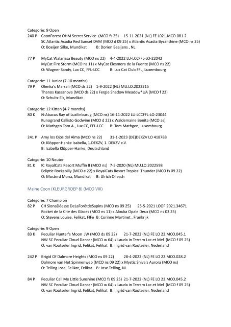 Catalog - 244. 245. Mundikat Int. FIFe Show - BOXTEL 10 & 11 June 2023