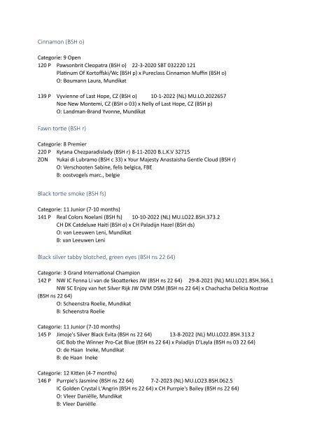 Catalog - 244. 245. Mundikat Int. FIFe Show - BOXTEL 10 & 11 June 2023