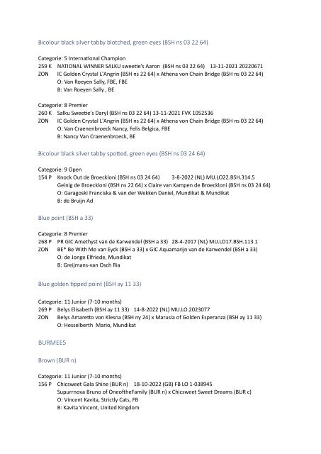 Catalog - 244. 245. Mundikat Int. FIFe Show - BOXTEL 10 & 11 June 2023