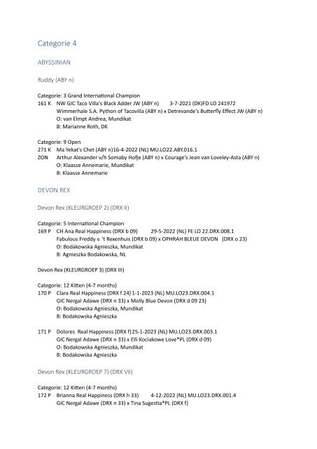 Catalog - 244. 245. Mundikat Int. FIFe Show - BOXTEL 10 & 11 June 2023