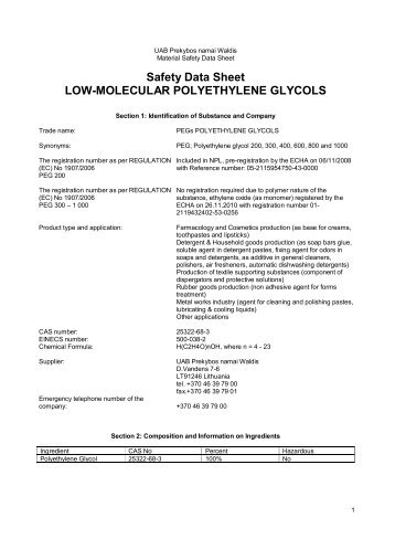 Safety Data Sheet LOW-MOLECULAR POLYETHYLENE ... - Waldis