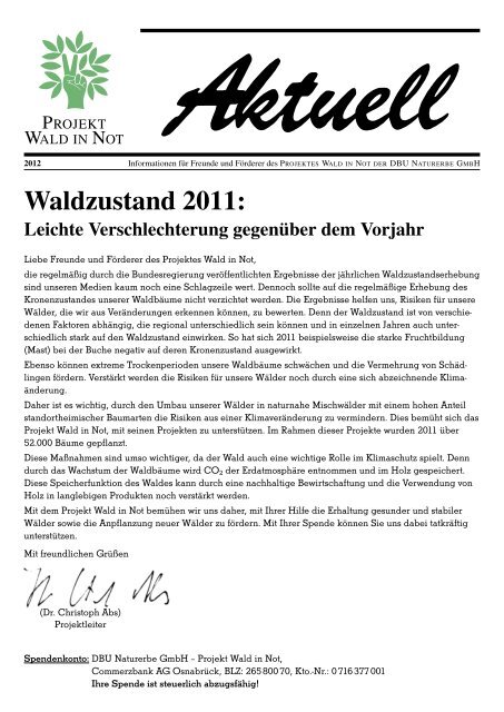 Wald in Not - aktuell 2012