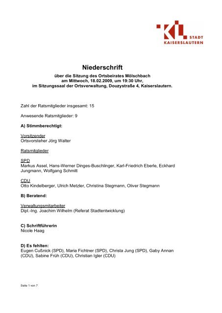 Niederschrift - Kaiserslautern