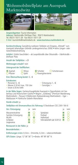 Wohnmobil- und Camping - Das Fichtelgebirge