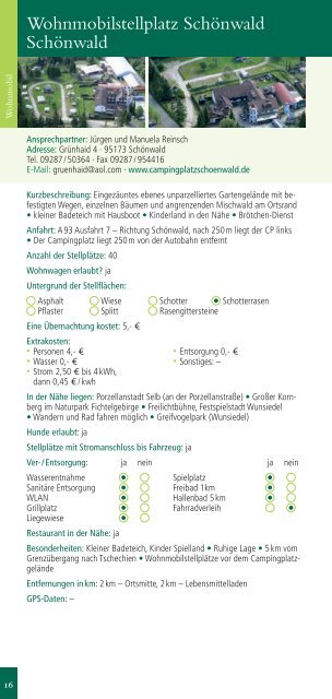 Wohnmobil- und Camping - Das Fichtelgebirge