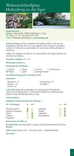 Wohnmobil- und Camping - Das Fichtelgebirge