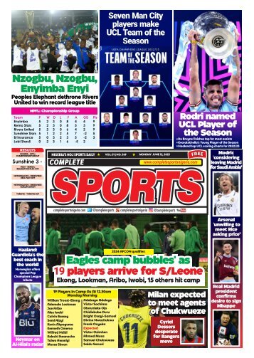 COMPLETE SPORTS - MONDAY, JUNE 12, 2023