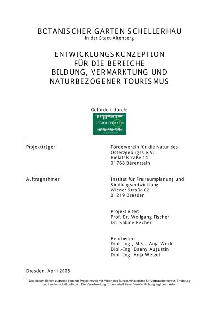 Botanischer Garten Schellerhau Entwicklungskonzeption Fur Die