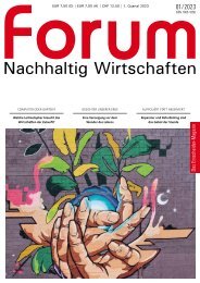 forum Nachhaltig Wirtschaften 01/2023 mit dem Schwerpunkt: Zukunft gestalten | Krieg & Klimakatastrophe