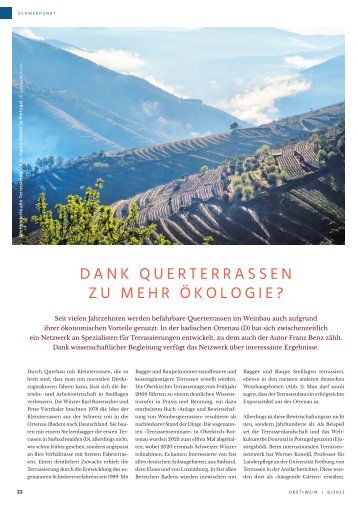 Dank Querterrassen zu mehr Ökologie?