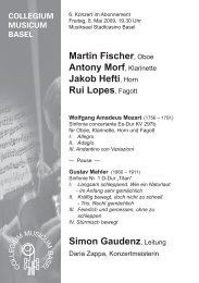 Martin Fischer, Oboe Jakob Hefti, Horn Rui Lopes, Fagott Simon ...