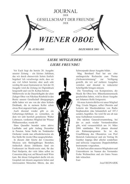 liebe freunde! - Wiener Oboe