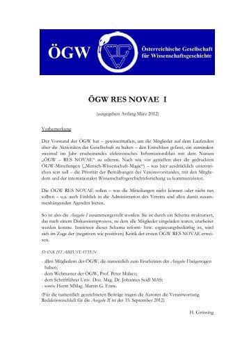 ÖGW RES NOVAE I - Österreichische Gesellschaft für ...