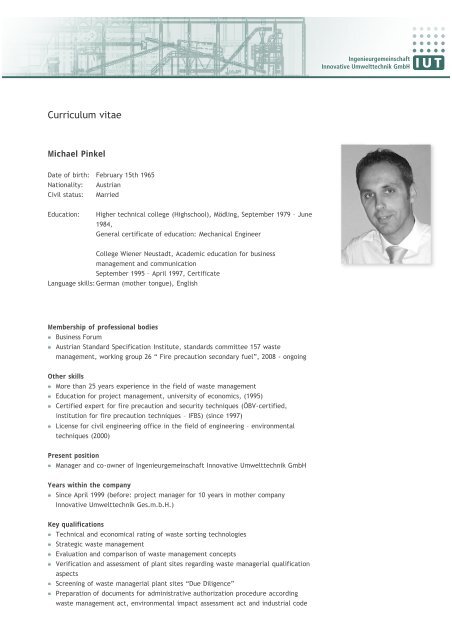 Michael Pinkel Ing. Michael Pinkel - iut.at