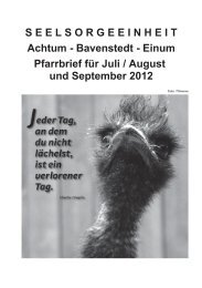 Pfarrbrief für Juli - September 2012 - Dekanat Borsum Sarstedt