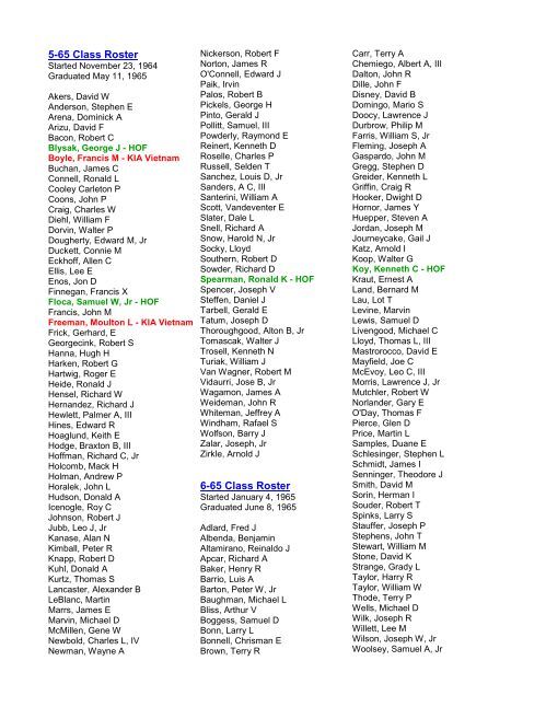 7-65 Class Roster Started
