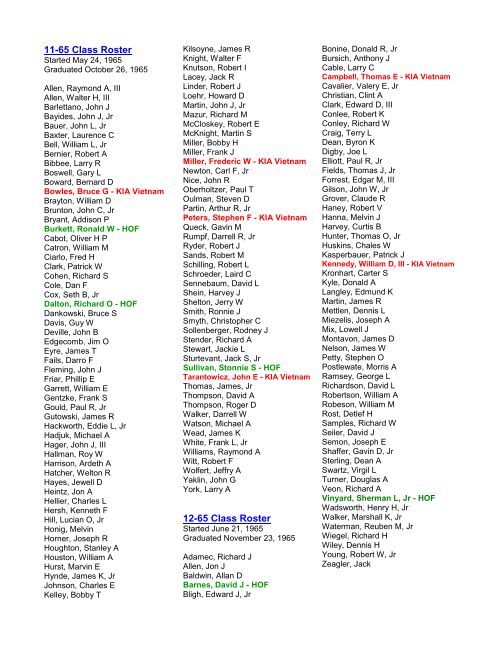 7-65 Class Roster Started