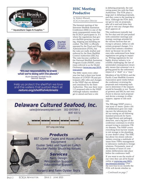 East Coast Shellfish Growers Association Newsletter June 2023