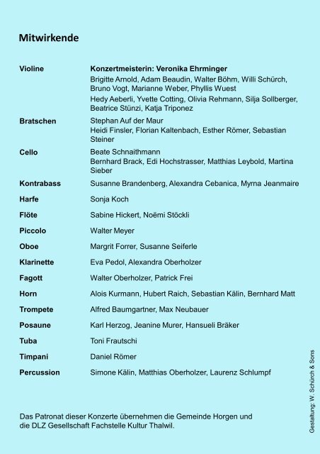 Programm Sommerkonzert 2012 - sinfonieorchester horgen-thalwil