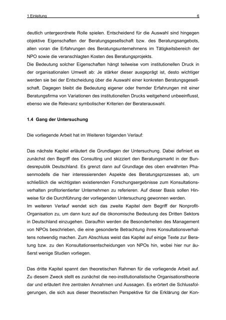 CONSULTING IN NONPROFIT ORGANISATIONEN Untersuchung ...