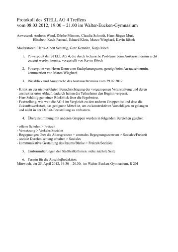 AG4 - Protokoll - 3. Treffen am 08.03.12 - STELL Wiehre