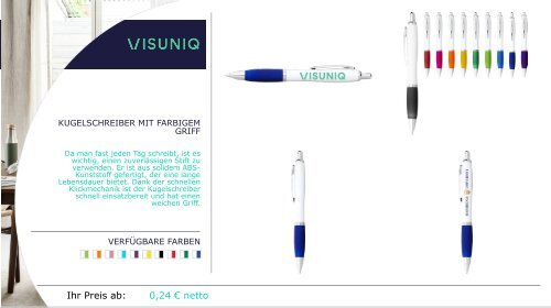 Auszug aus dem VISUNIQ-Werbeartikelsortiment
