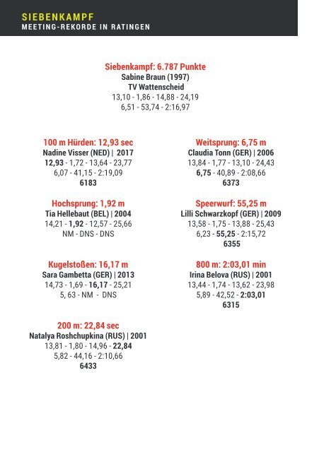 Das Programmheft zum Stadtwerke Ratingen Mehrkampf-Meeting am 17. und 18. Juni 2023