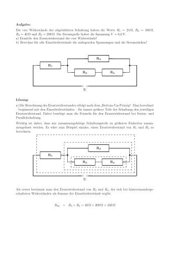 Aufgabe 1: Schaltungen von Widerständen - Walter Fendt