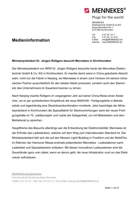 Medieninformation - Mennekes