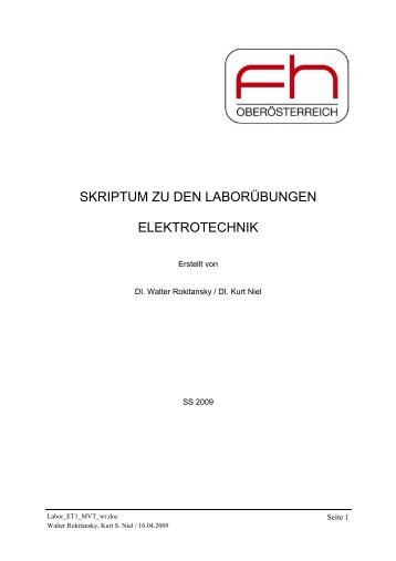 SKRIPTUM ZU DEN LABORÜBUNGEN ELEKTROTECHNIK