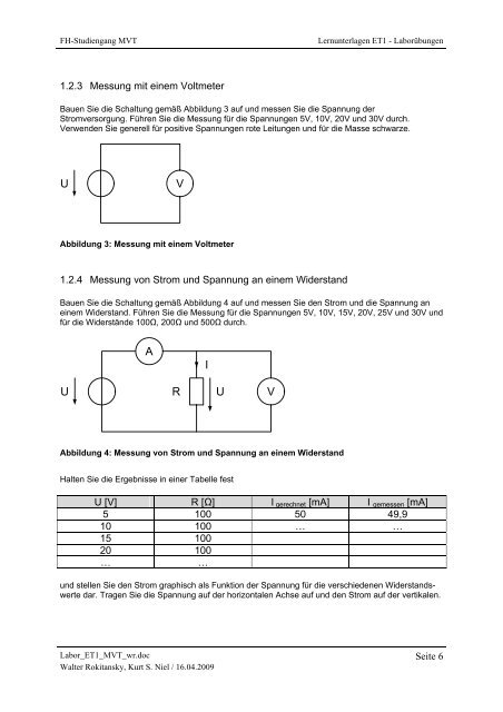 SKRIPTUM ZU DEN LABORÜBUNGEN ELEKTROTECHNIK