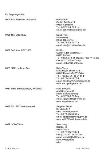 KV Erzgebirgskreis: 0006 TSV Elektronik Gornsdorf Reiner Pohl Zu ...