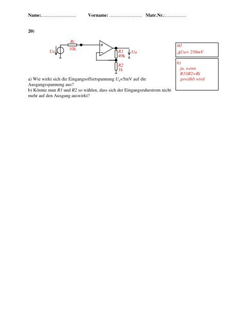 Probeklausur Elektronik 1 - Schmidt-Walter