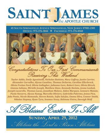 Bulletin 638 Saint James The Apostle Church Springfield NJ April 29 ...