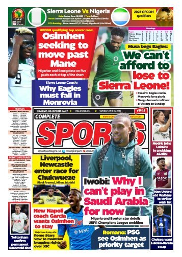 COMPLETE SPORTS - SUNDAY, JUNE 18, 2023