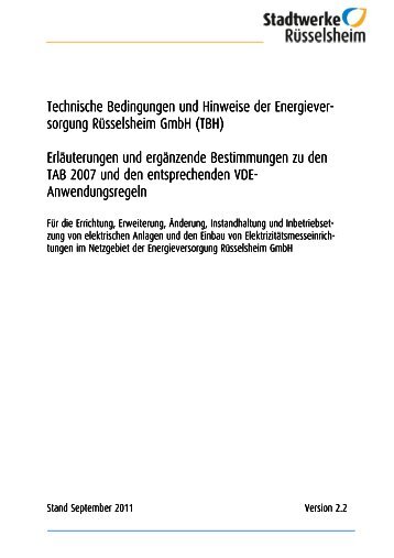 Technische Bedingungen und Hinweise der Energieversorgung ...