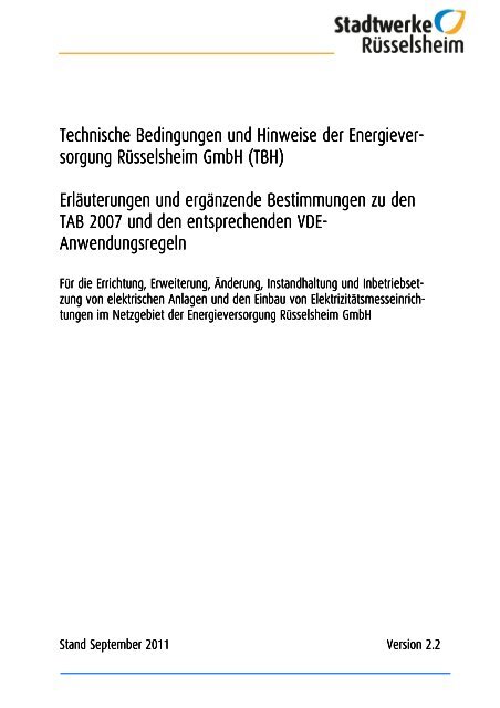 Technische Bedingungen und Hinweise der Energieversorgung ...