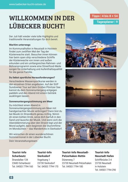 Erlebniskalender Lübecker Bucht Juli 2023