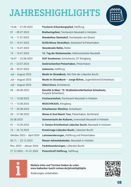 Erlebniskalender Lübecker Bucht Juli 2023