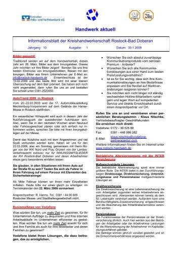 Handwerk aktuell - Kreishandwerkerschaft Rostock - Bad Doberan