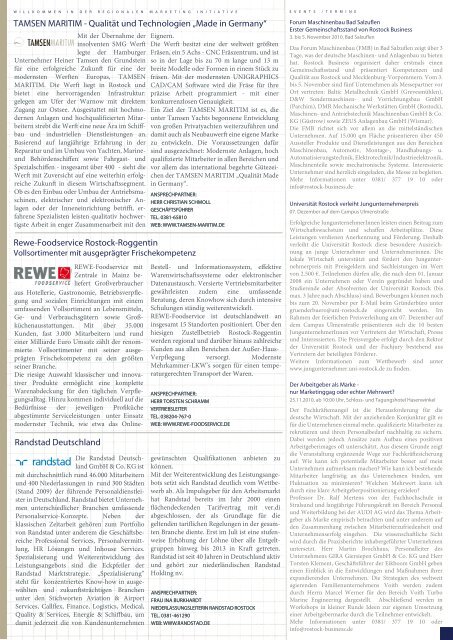 RMI Newsletter III 2010 - Region Rostock Marketing Initiative e.V.