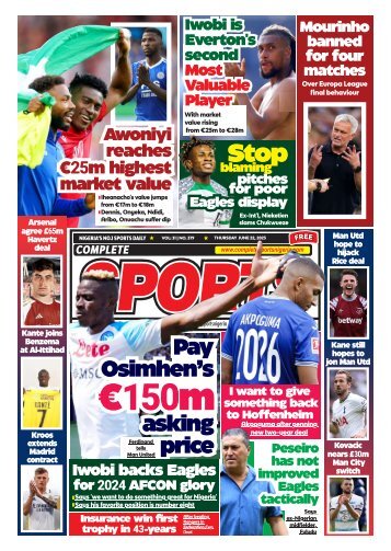 COMPLETE SPORTS--THURSDAY, JUNE 22, 2023